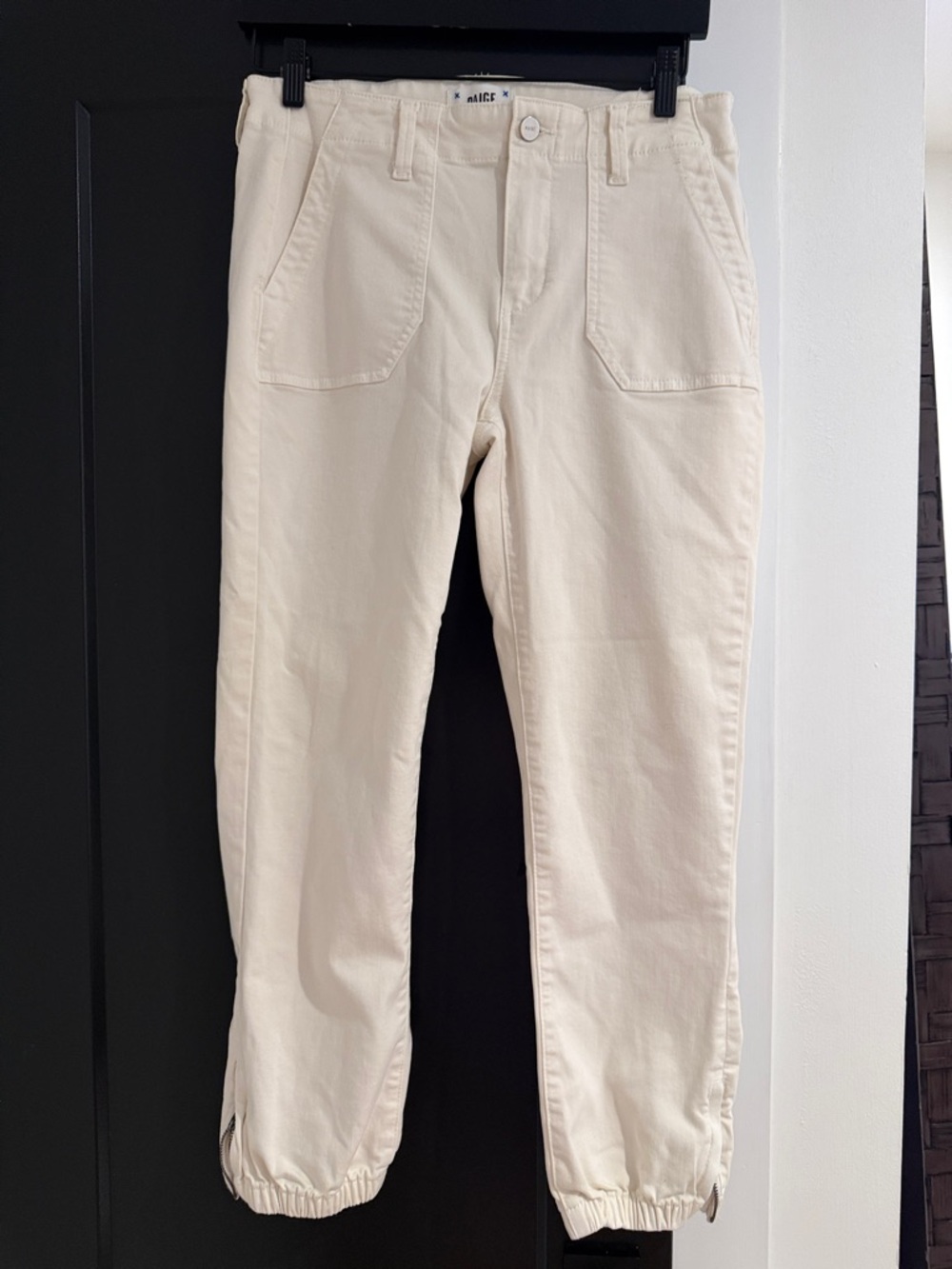 PAIGE Cream Casual Denim Jogger Jeans